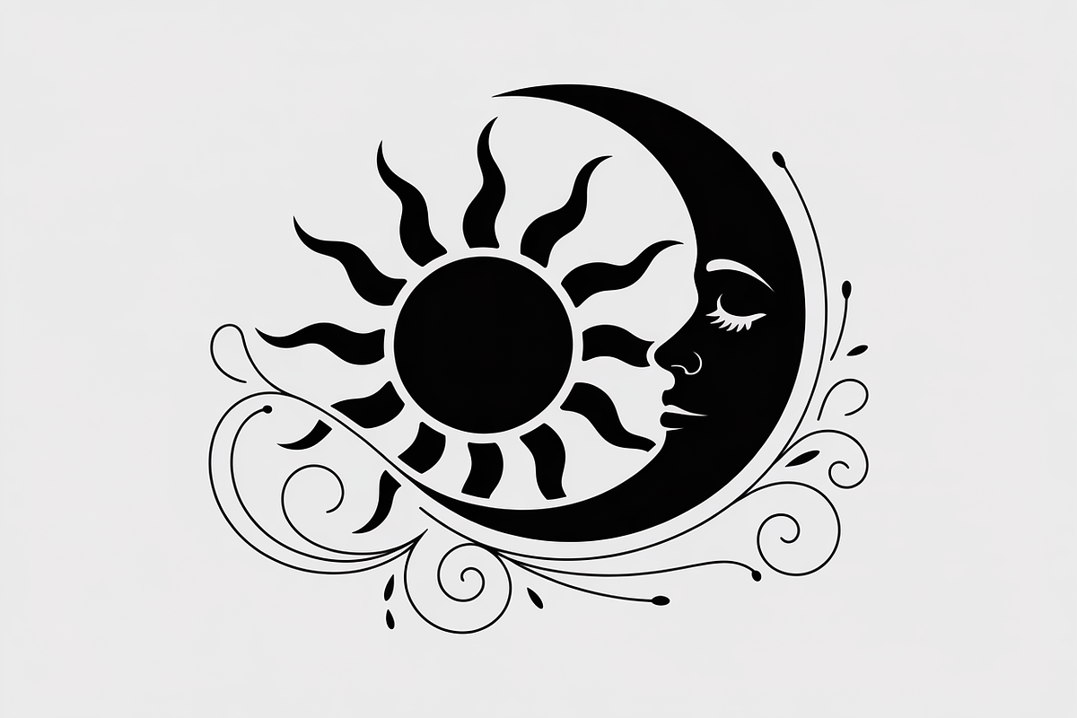 sun and moon surrounded by flowing, an Illustration by Amazin_art (Photo 22 of 25)