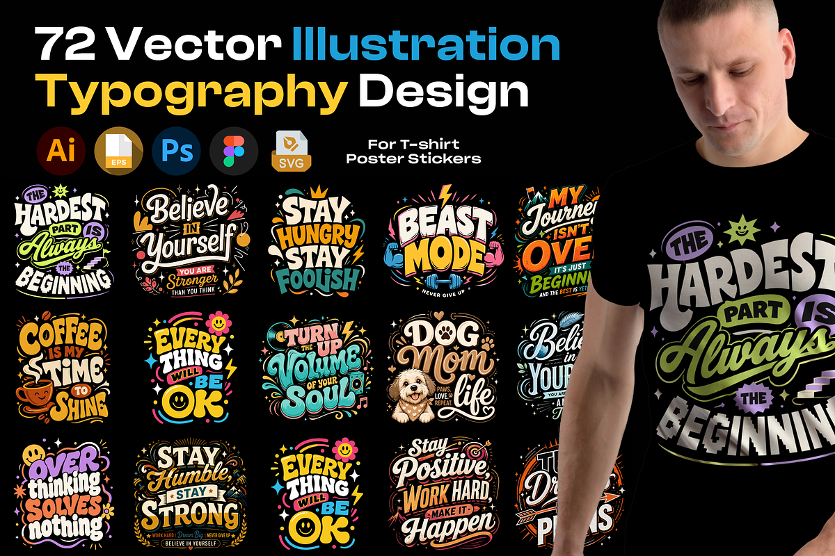 72 T-Shirt Poster Design Vector SVG, an Object Graphic by Miyaji75 (Photo 1 of 8)