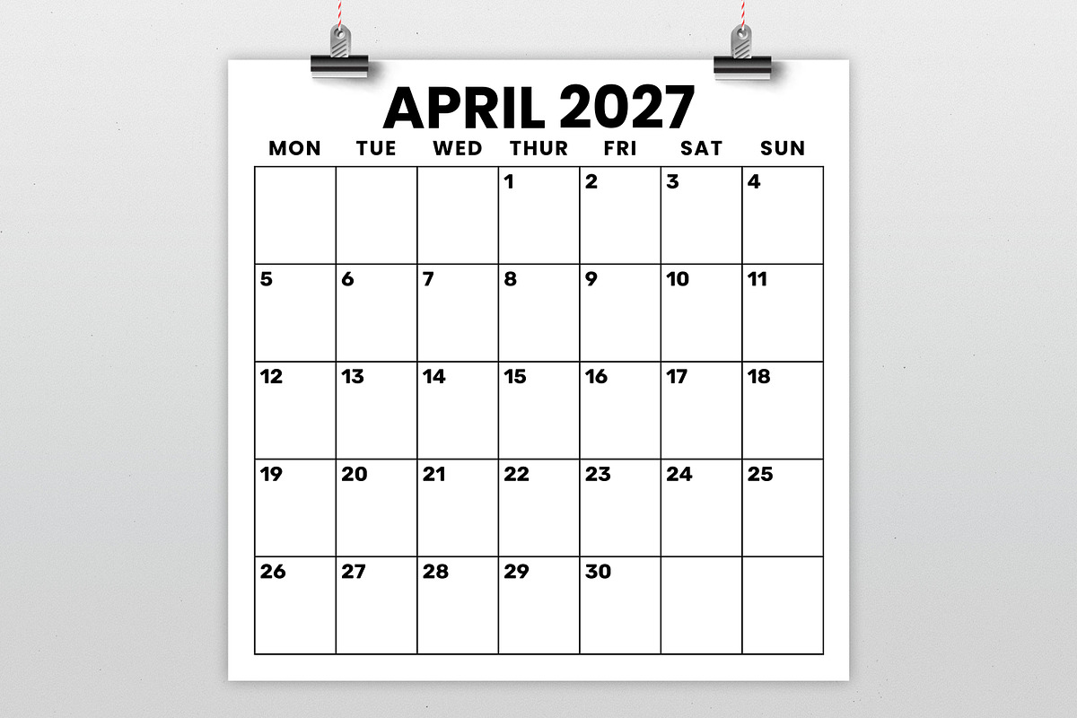 2027 12x12 In Mon-Sun Calendar, a Stationery Template by Running With Foxes (Photo 2 of 5)