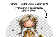Whimsical Spring Girl Sunflower, an Illustration by one-touch (Thumbnail 6 of 17)