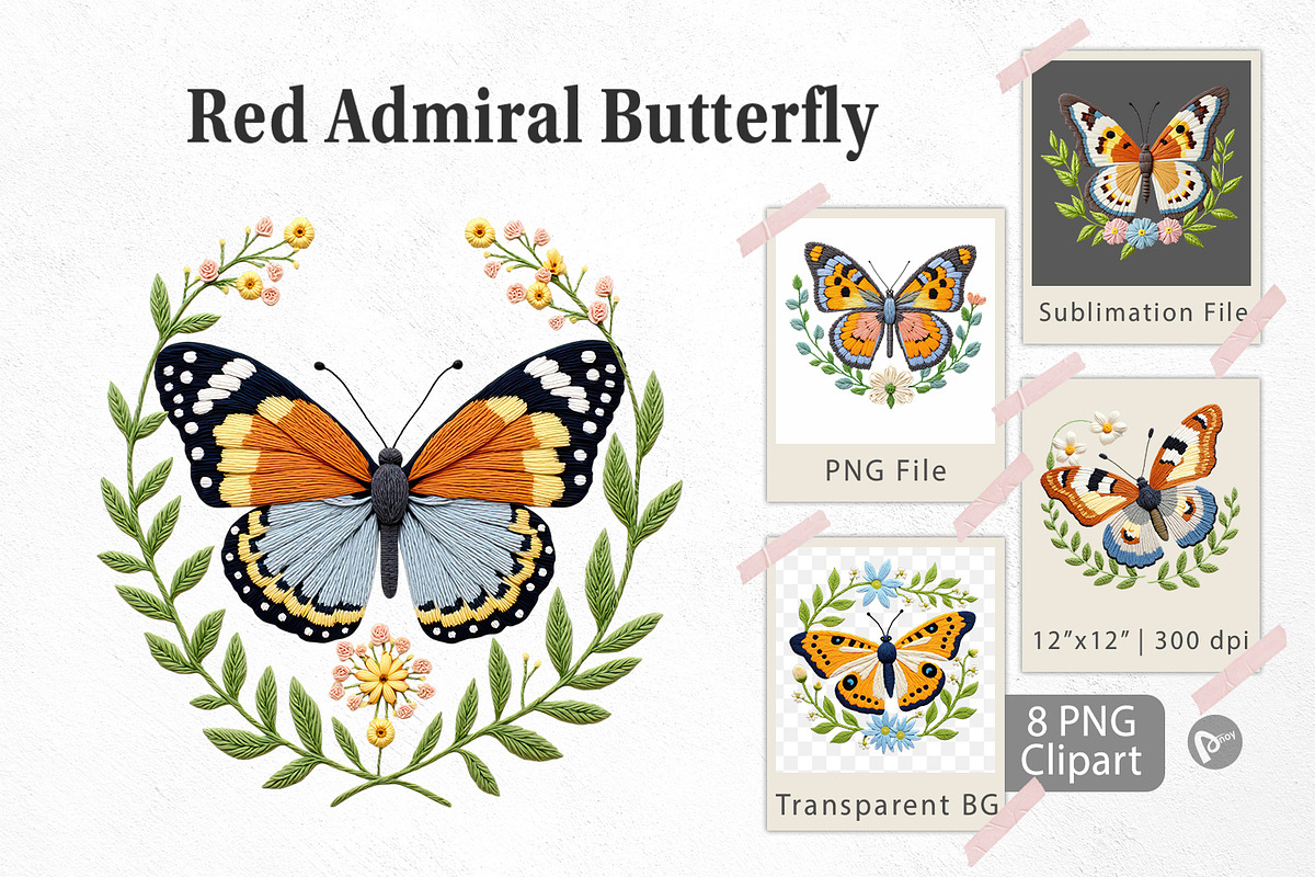 Red Admiral Butterfly Clipart, a Graphic by Artnoy (Photo 1 of 5)
