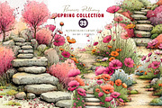 Spring Flowers Pathway Clipart, an Illustration by CreationArt (Thumbnail 1 of 7)