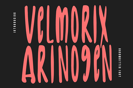 Velmorix Arinogen Handwritten Font, a Handwritten Font by Maulana Creative