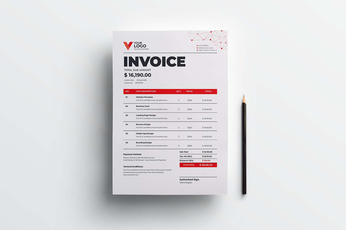 Invoice Template, a Stationery Template by design_hut (Photo 2 of 3)