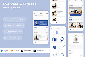 Exercise & Fitness Mobile App UI Kit, an UI Kit Template by Betush