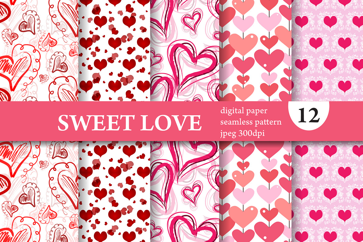 12 Romantic Patterns with Hearts