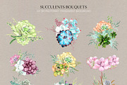 Watercolor Succulents, an Illustration by CrystalinaShop (Thumbnail 2 of 5)