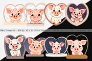 Clipart Heart Pig, a Graphic by Artnoy (Thumbnail 3 of 5)