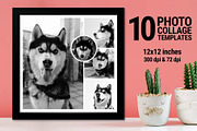 10 Square Photo Collage Templates, a Templates & Theme by DickyJiang Illustrations (Thumbnail 1 of 4)