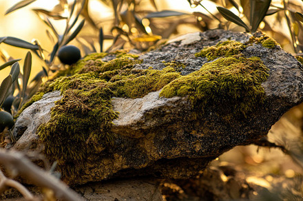 Natural Textured Rock with Olive, a Nature Photo by Virgo Studio