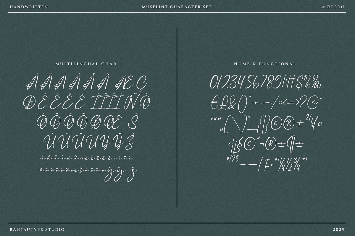 Muselint Modern Handwritten Font, a Script Font by RantautypeStudio (Photo 16 of 18)