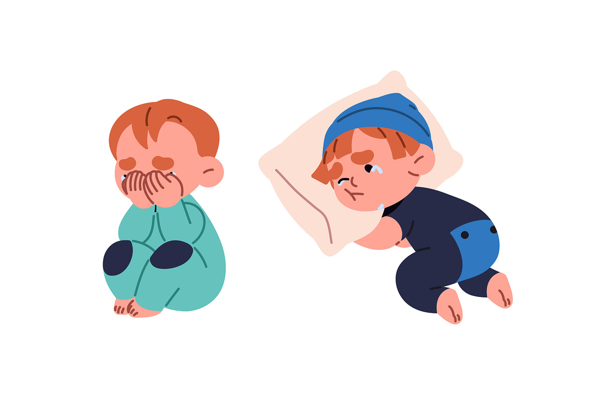 Sad, unhappy children crying set, a Person Illustration by PaperTrident (Photo 6 of 6)