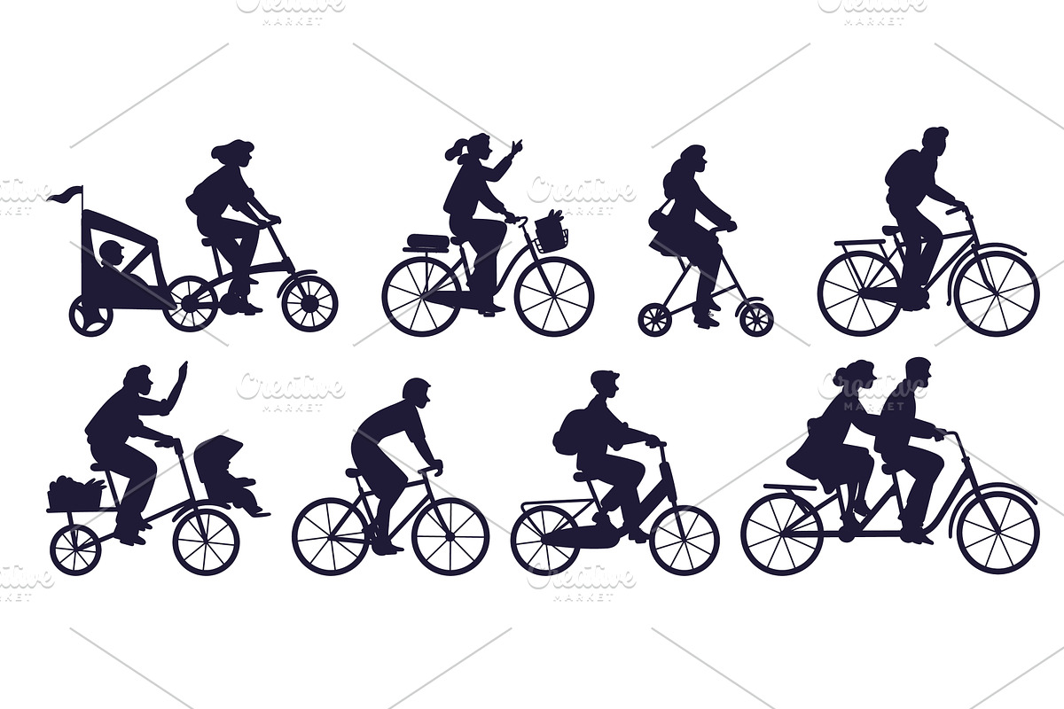 People on bicycles. Man and woman, a Person Illustration by Vectorbuum
