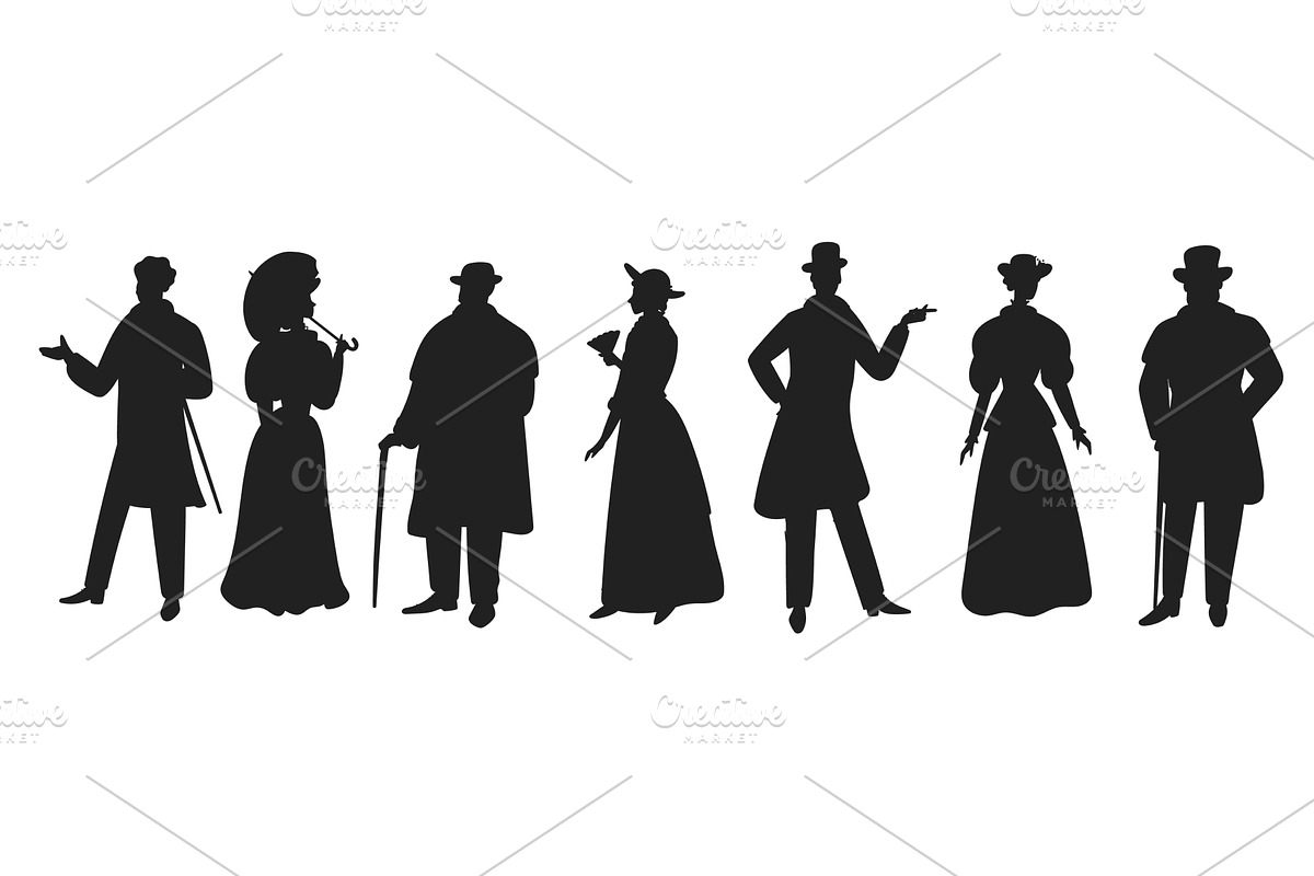 Men and women in retro clothes, an Object Illustration by Vectorbuum