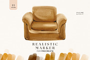 Realistic Procreate Marker Brushes, a Brush Add-On by Jenteva Art (Thumbnail 1 of 13)