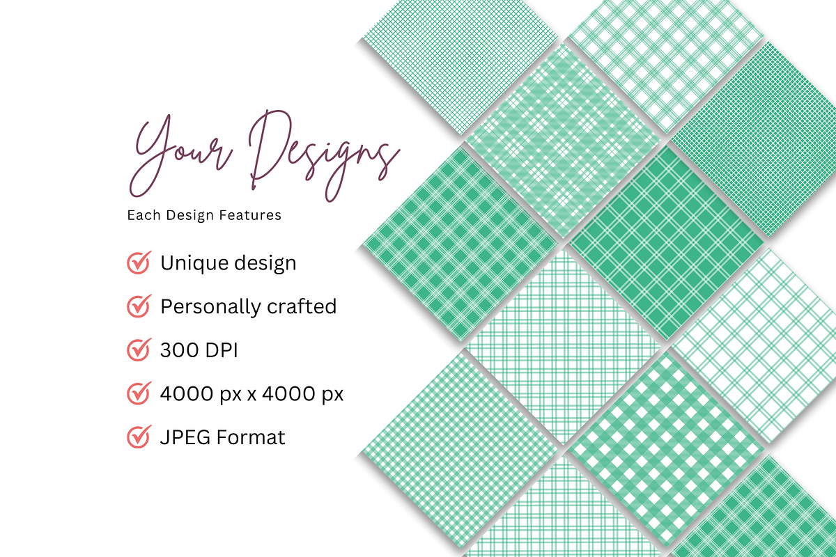 Mint Green Plaid Collection, a Pattern Graphic by Earley Bird Design Studio (Photo 7 of 7)