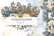 White peonies bouquet, snake clipart, an Illustration by WonderWonder (Thumbnail 1 of 9)