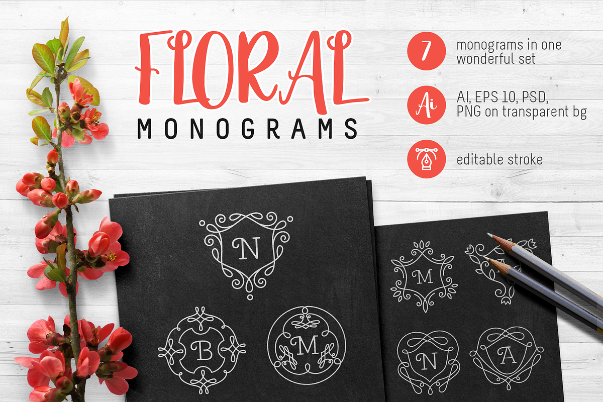 Monograms set, a Decorative Illustration by ekmelica (Photo 1 of 4)
