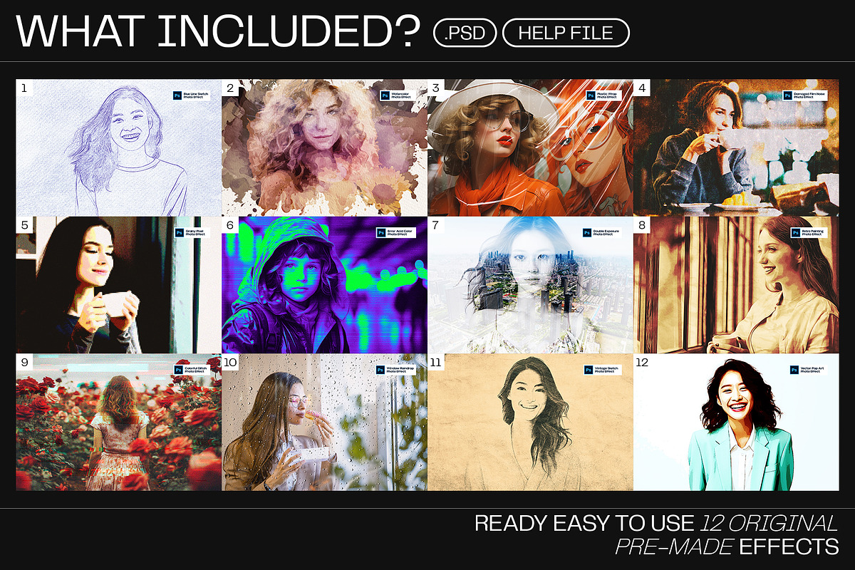 12 Photo Effect Templates, a Brushes & More by iDoodle Studio (Photo 2 of 6)