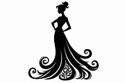 Stylish Gown Silhouette Set, an Illustration by yasushie (Thumbnail 17 of 21)