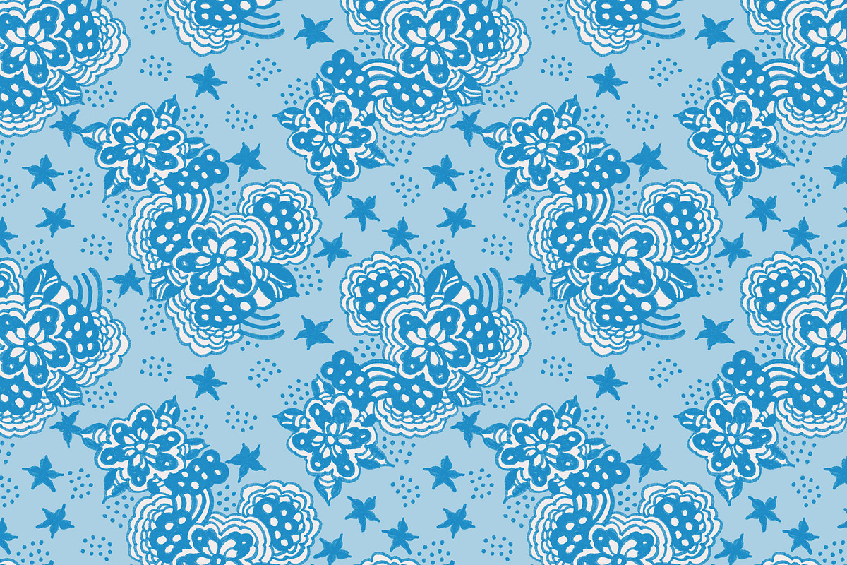Hand Drawn Floral in Blue, a Pattern Graphic by Sharon Schwalbe (Photo 4 of 5)