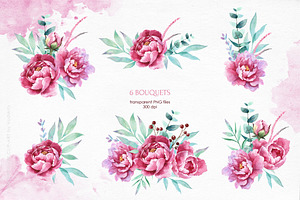 Watercolor Pink Peony, Png Clipart