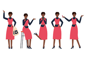 Afro Young Woman in Various Poses, a Person Illustration by Flashvector