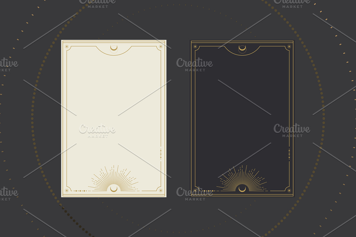 Vector Tarot Card Frame Templates, a Decorative Illustration by PsychocheArt (Photo 2 of 9)