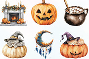 Watercolor Cozy Halloween Clipart, an Illustration by CraftArtStudio (Thumbnail 2 of 6)