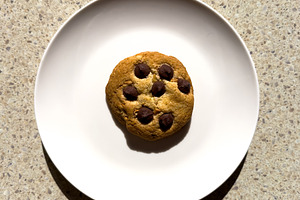 Chocolate Chip Cookie On Plate High Contrast, a Food & Drink Photo by THP Creative