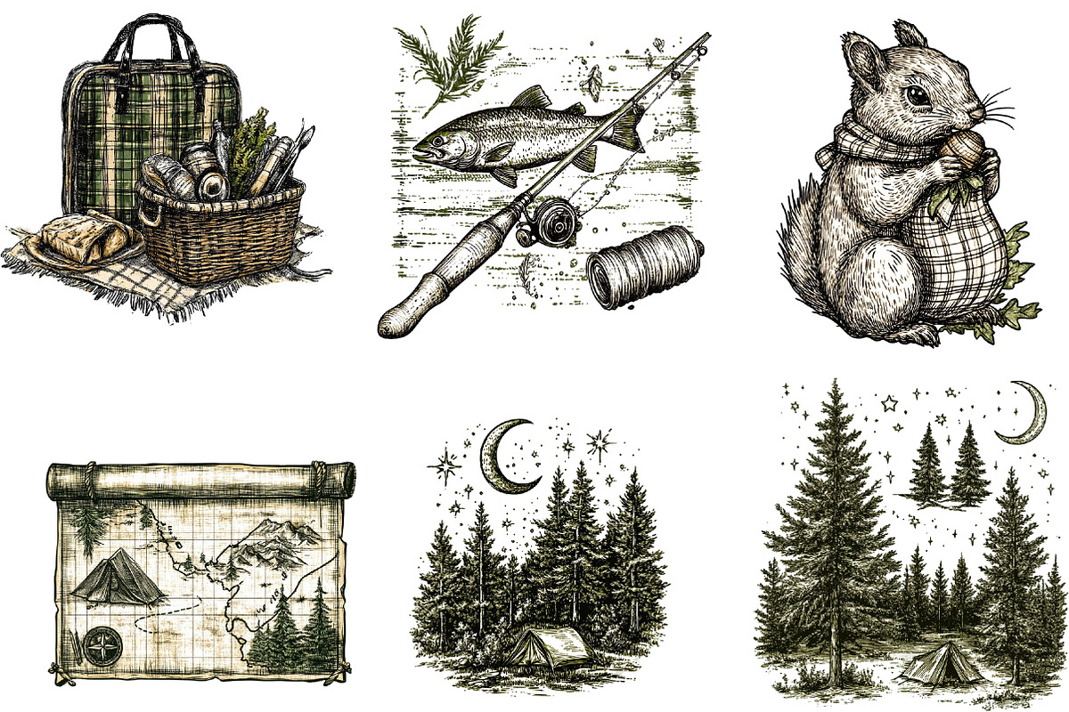 Hand Drawn Outdoor Camping Clipart, an Illustration by Designking (Photo 4 of 5)
