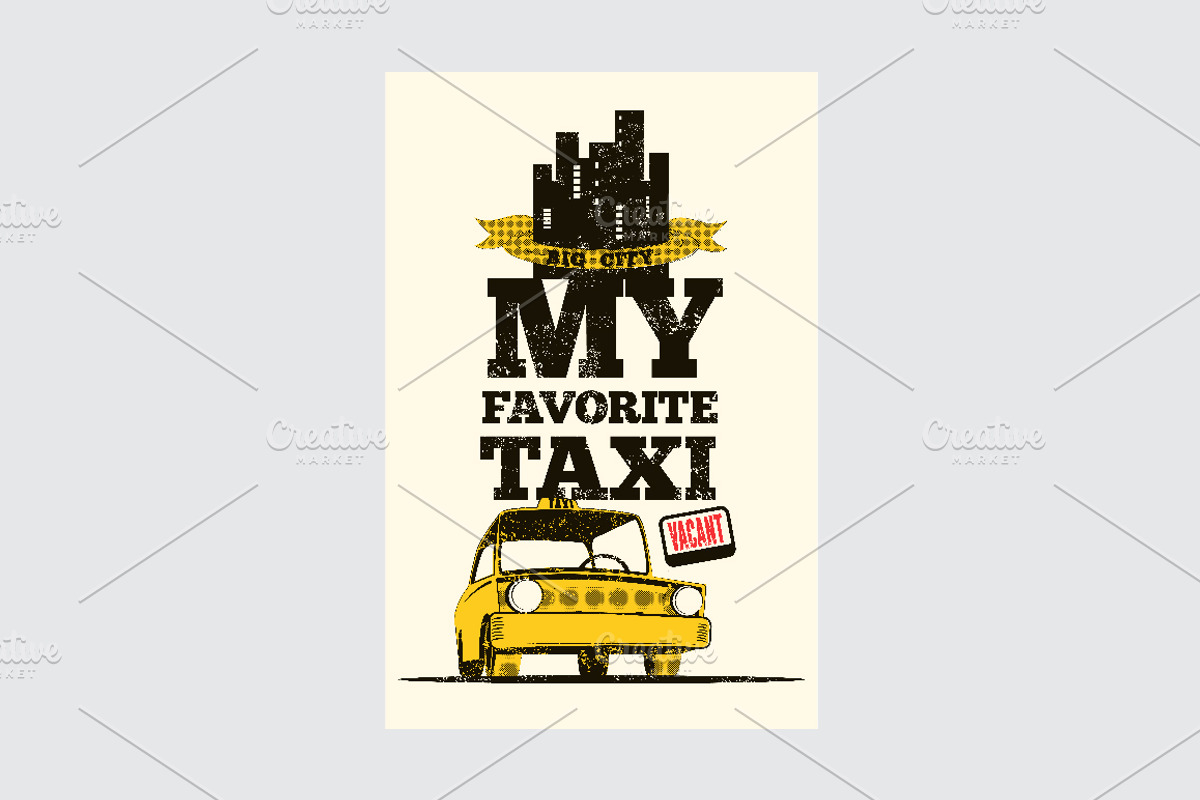 Taxi retro grunge vector poster set., a Transportation Illustration by PoPaShop (Photo 14 of 15)