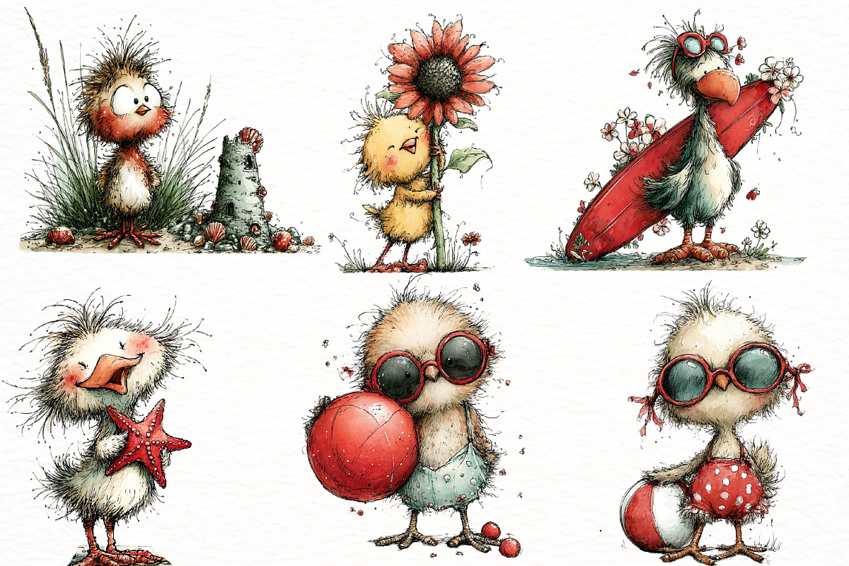 whimsical summer chick Clipart, an Illustration by Designworld (Photo 2 of 4)