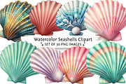 Watercolor Seashells Clipart, an Illustration by DreamPrint404 (Thumbnail 1 of 6)