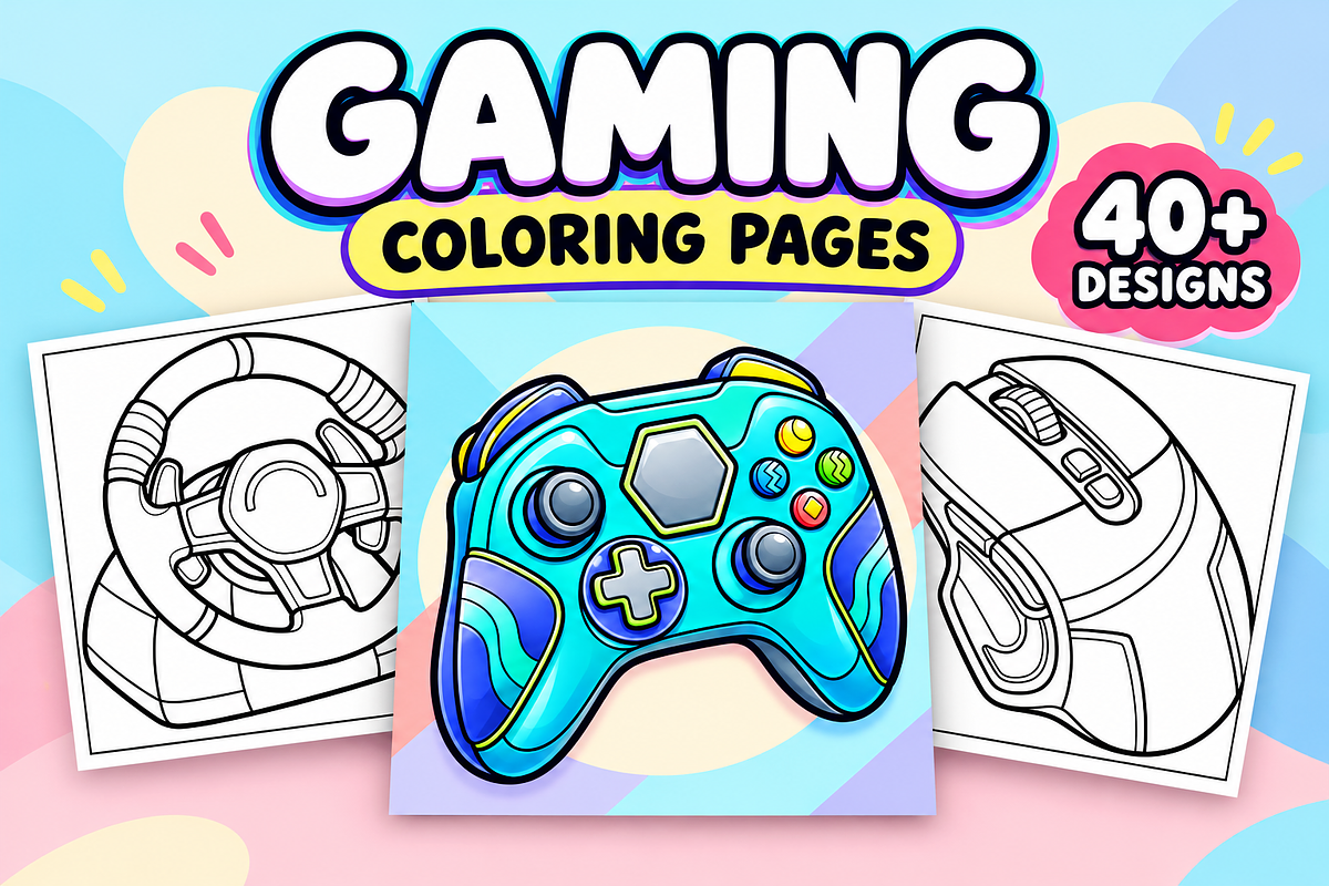 Gaming Coloring Pages #2, a Technology Illustration by Inkivelle Studio (Photo 1 of 3)