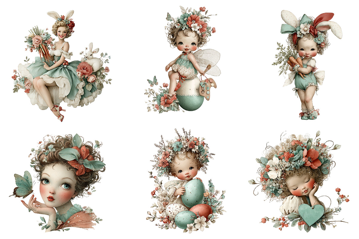 Whimsical Pastel Spring Fairies Png, an Illustration by CreationArt (Photo 5 of 7)