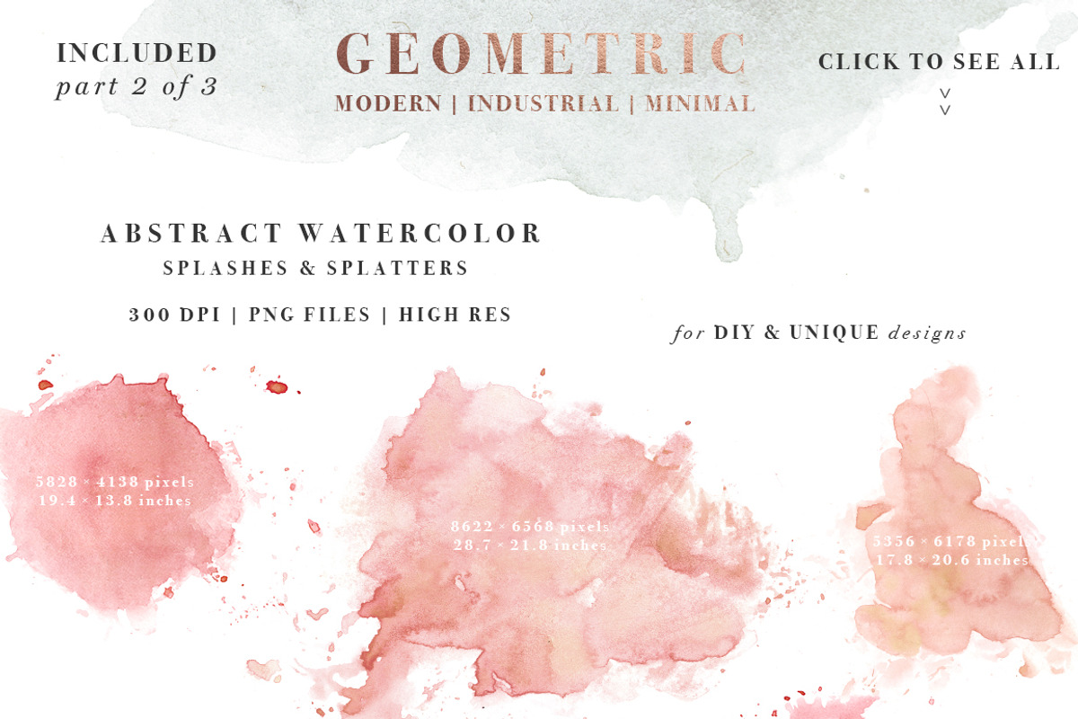 Rose Gold Geometric Watercolor, an Illustration by Essem Creatives (Photo 5 of 6)