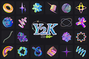 Y2K 3D Aesthetic Shapes Collection