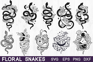 Floral Snakes SVG Collection