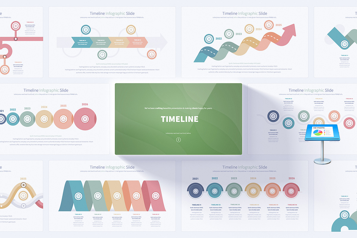 Timeline Keynote Presentation, a Presentation Template by Pulsecolor