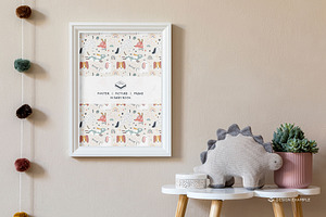 Portrait Frame In Baby Room Mock-up