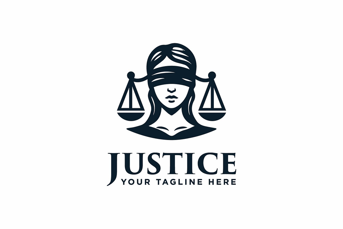 blindfold woman with justice logo, a Branding & Logo Template by funpixel