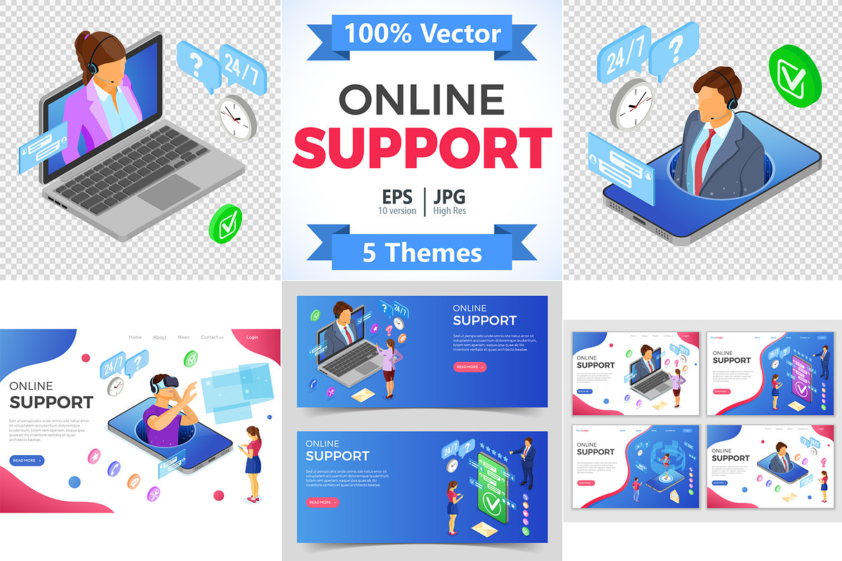 Isometric Online Customer Support, a Person Illustration by TAlex (Photo 1 of 6)