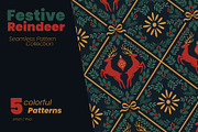 Festive Reindeer Seamless Pattern, a Background Graphic by moja doodle (Thumbnail 1 of 7)