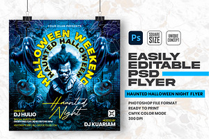 Haunted Halloween Night Party Flyer, a Flyer Template by Shajib Shikder