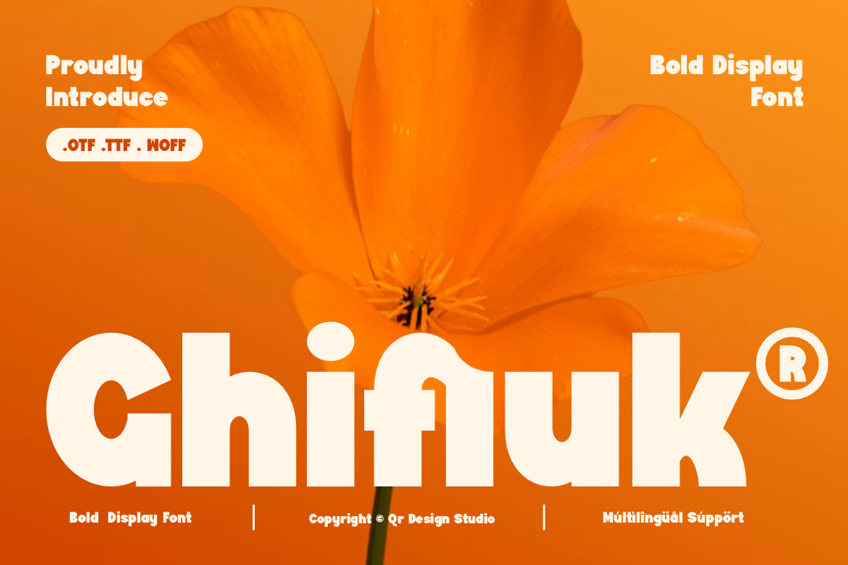 Ghifiuk - Bold Display Font, a Sans Serif Font by QR Design Studio (Photo 1 of 13)