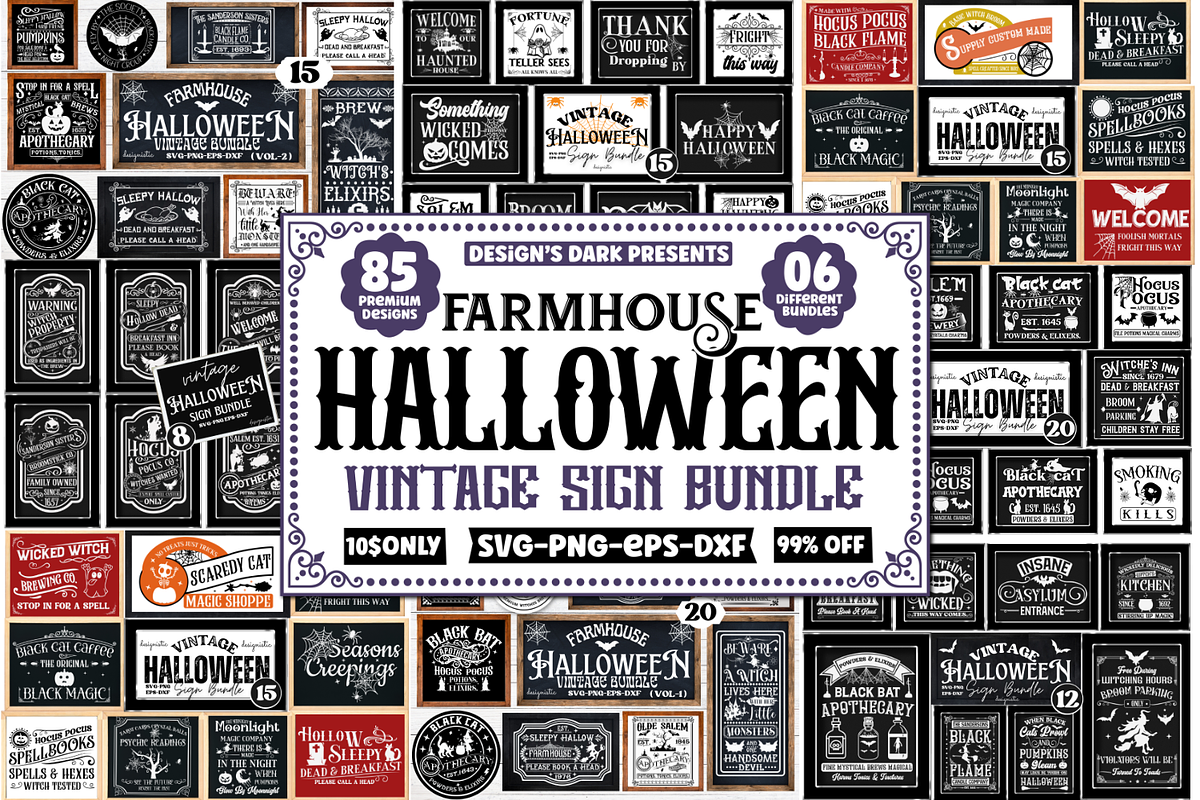 Farmhouse Halloween Sign SVG Bundle, an Object Graphic by Design's Dark (Photo 1 of 9)