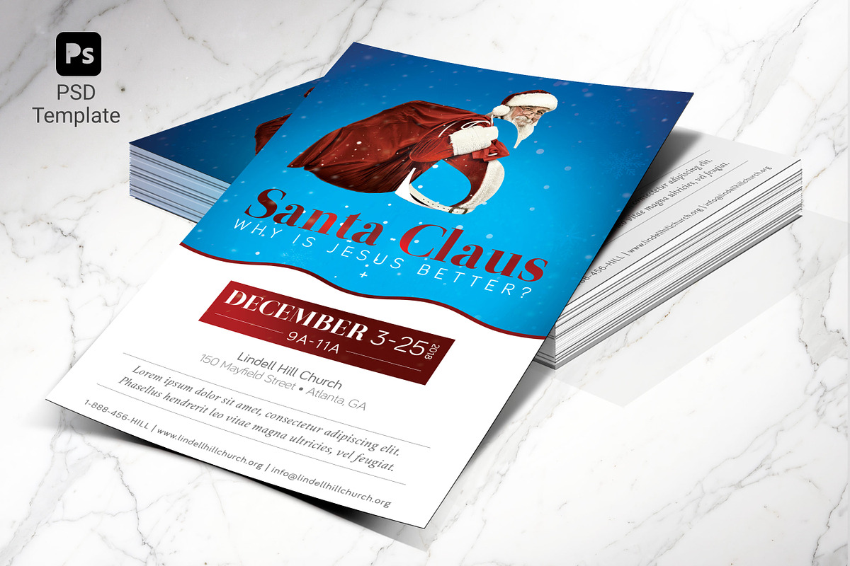 Santa Christmas Church Flyer PSD, a Flyer Template by Godserv Designs (Photo 1 of 9)