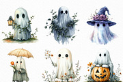 Halloween Floral Ghost Clipart, an Illustration by Craft Nest (Thumbnail 2 of 6)