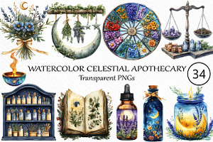 Watercolor Celestial Apothecary PNG, an Illustration by Craft Nest